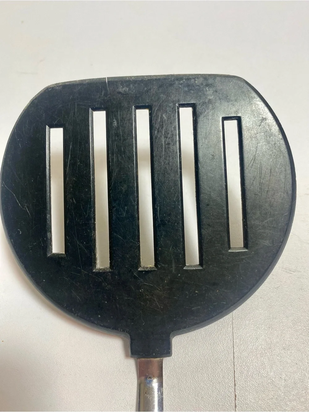 Vintage KOCO Japan Slotted Turner Spatula Black Cream Retro Kitchen